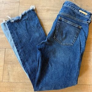 Pilcro Anthropologie Patchwork Two-Tone Hem Cropped Flare Jeans Denim Womens 27